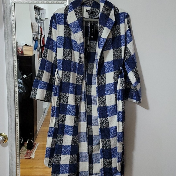 Forever 21 Jackets & Blazers - Blue plaid long coat jacket shacket forever21